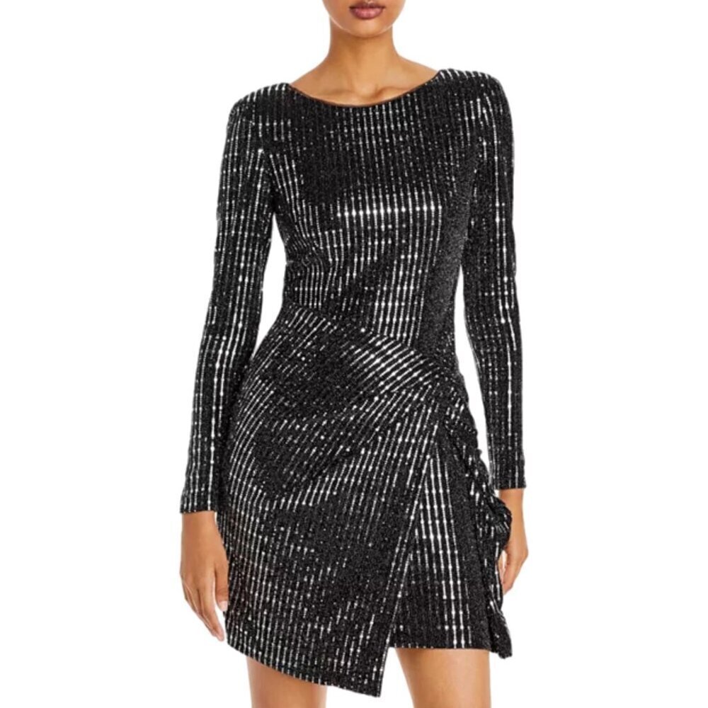 Aqua Women's Mini Dress Black Silver Size 0 Party